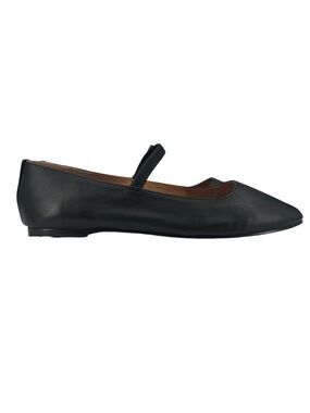 Madewell The Greta Ballet Leather Flat Square-Off Toe Size 7 In True Black